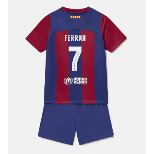 Dětský Fotbalový dres Barcelona Ferran Torres #7 2023-24 Domácí Krátký Rukáv (+ trenýrky)